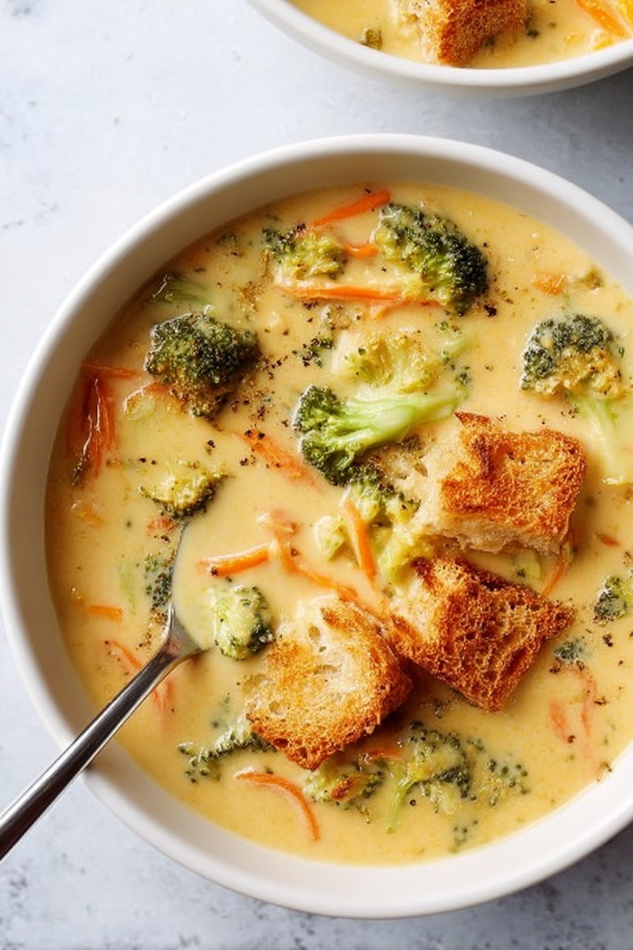 Broccoli Cheddar Soup - Serving Suggestion