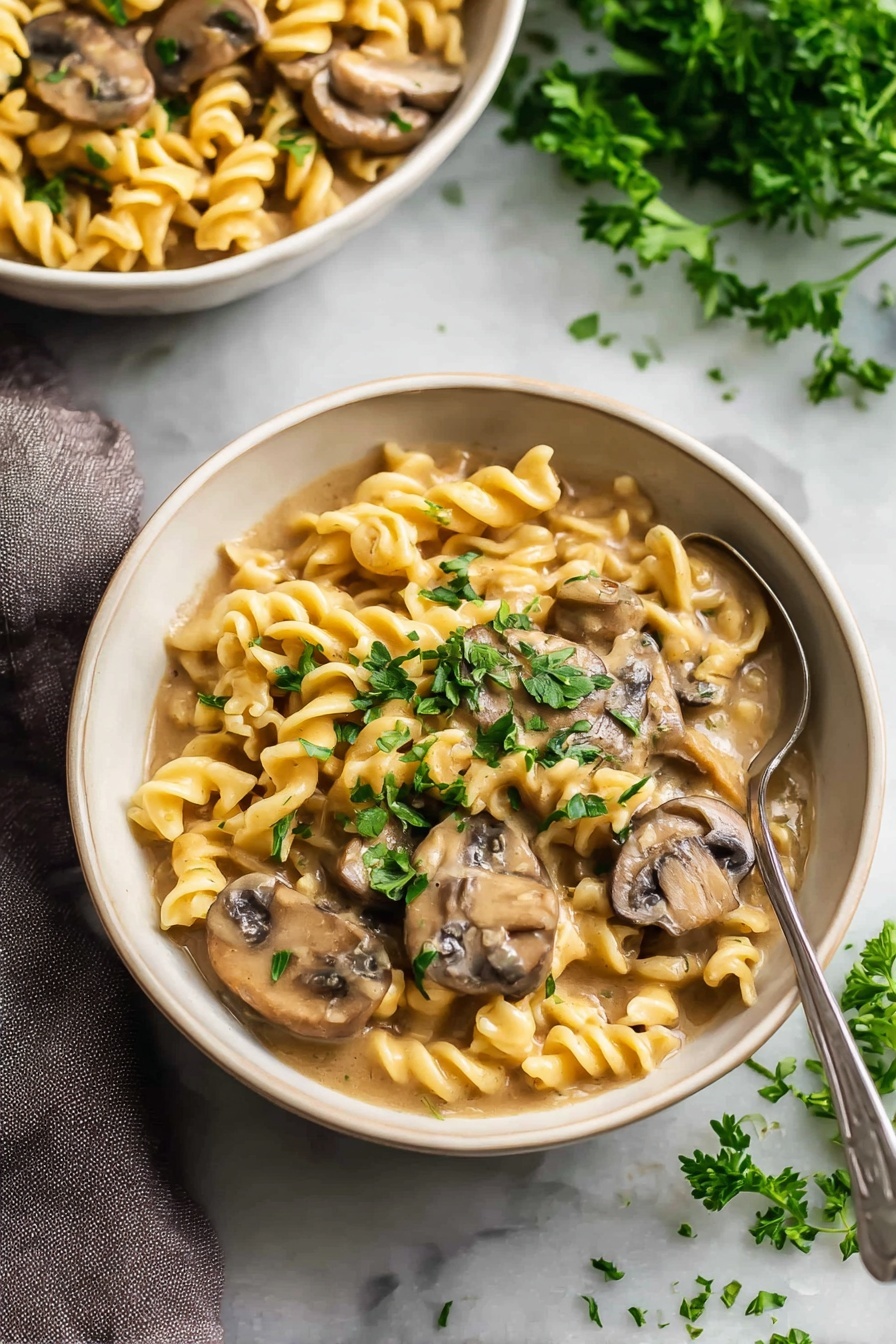 Vegan Mushroom Stroganoff - Serving Suggestion