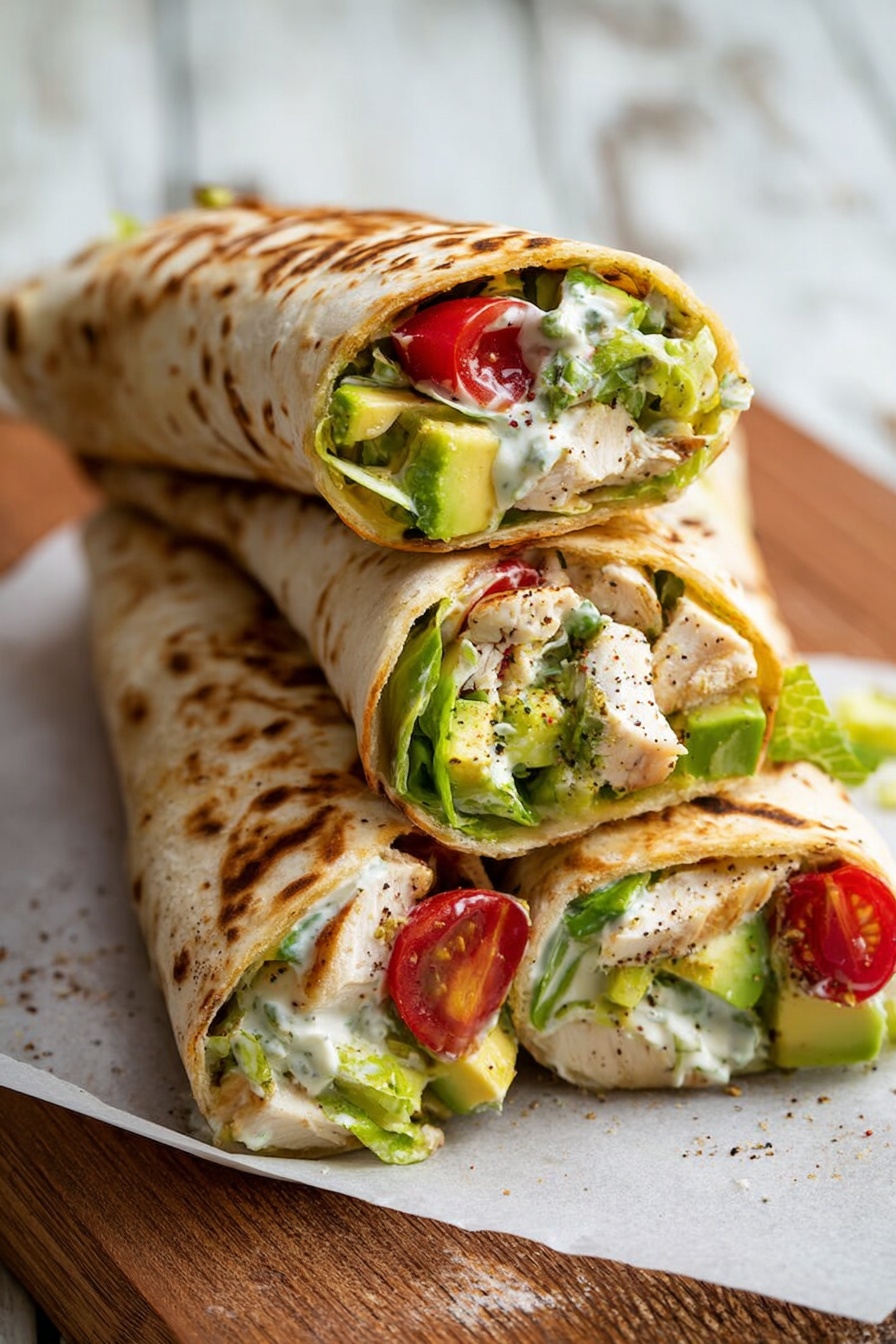 Chicken Caesar Wraps - Serving Suggestion