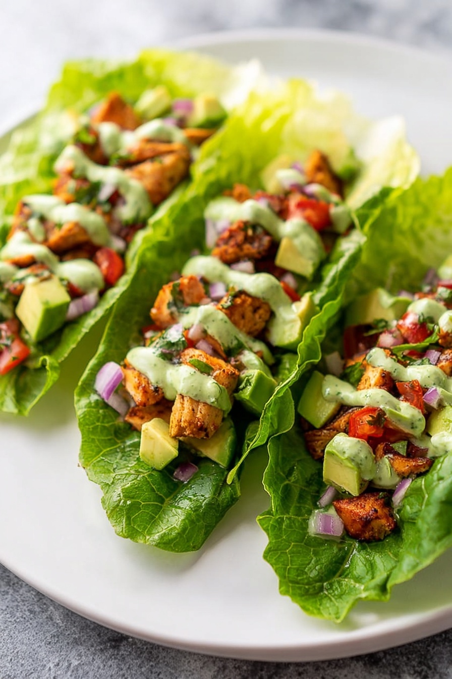 Keto Chicken Lettuce Wraps - Serving Suggestion