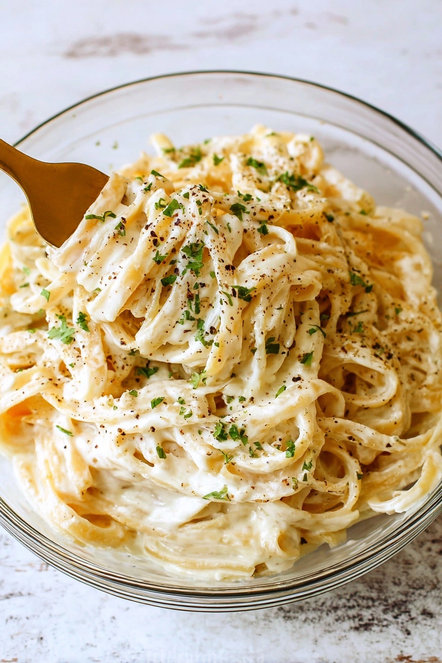 Fettuccine Alfredo - Serving Suggestion