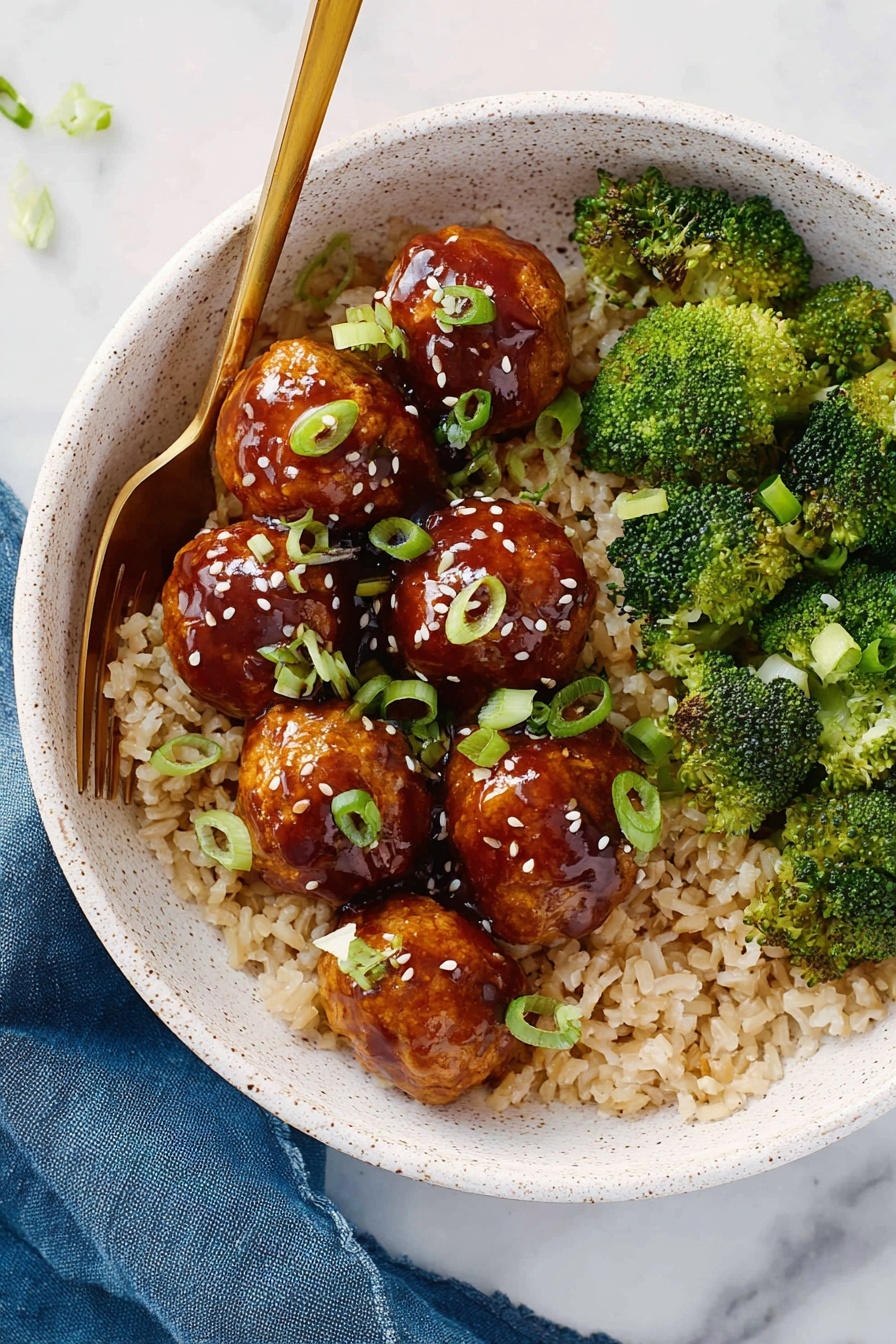 Asian Glazed Turkey Meatballs - Serving Suggestion