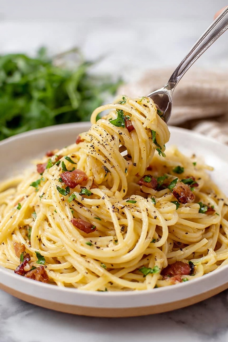 Creamy Spaghetti Carbonara - Serving Suggestion