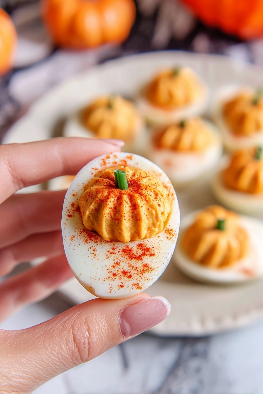 Pumpkin Deviled Eggs - Serving Suggestion