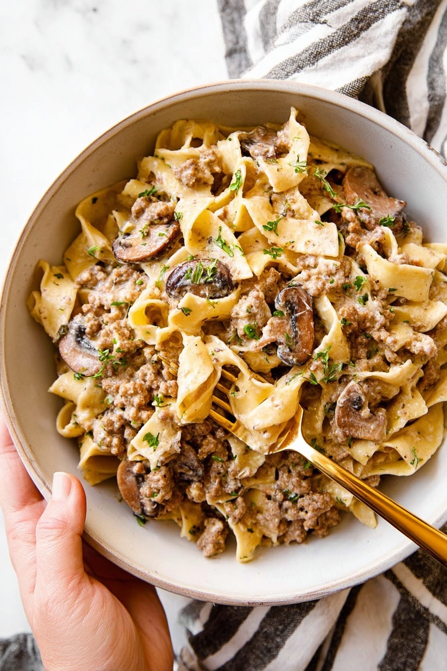 Creamy Ground Beef Stroganoff - Serving Suggestion