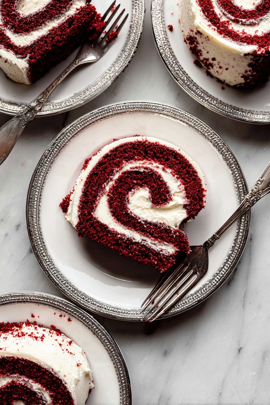 Red Velvet Cake Roll - Serving Suggestion