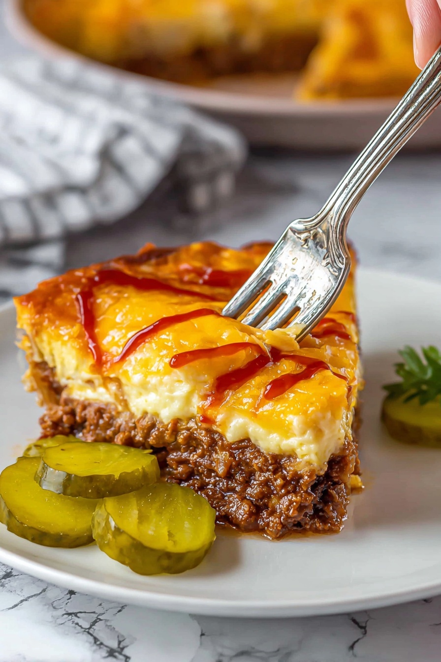 A clear round glass dish holds three layers: the bottom layer is brown cooked ground meat, the middle layer is covered with a thick pile of bright orange shredded cheddar cheese, and a creamy white sauce is being poured over the top from a clear glass bowl angled above the dish. The background is a white marbled surface. photo taken with an iphone --ar 2:3 --v 7