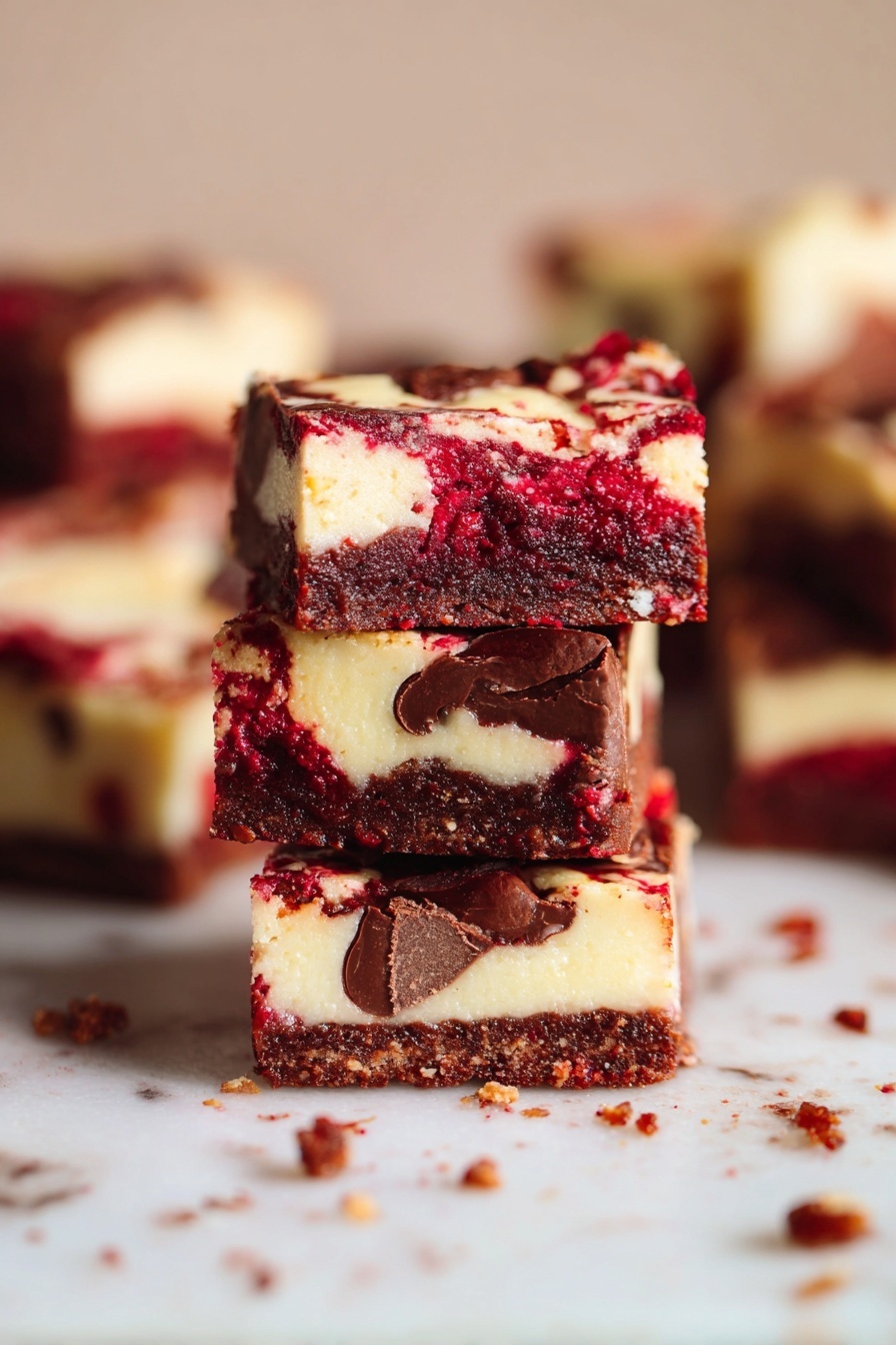 This image shows a square baking pan filled with a dessert that has a red base layer, topped with alternating thick rows of creamy frosting. There are six rows of chocolate-colored frosting and five rows of white cream-colored frosting, placed in straight lines next to each other covering the entire surface. The pan is set on a white marbled surface. The texture of the frosting looks smooth and soft, with the red base slightly visible where the frosting stops. Photo taken with an iphone --ar 2:3 --v 7