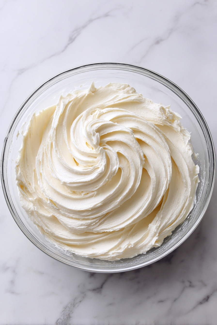 A close-up of a woman's hand holding a half strawberry topped with a thick layer of white cream and sprinkled with light brown crumbs. Below, a white plate filled with many similar strawberry halves topped with white cream and crumbs is slightly blurred. The background is a clean white marbled texture. photo taken with an iphone --ar 2:3 --v 7