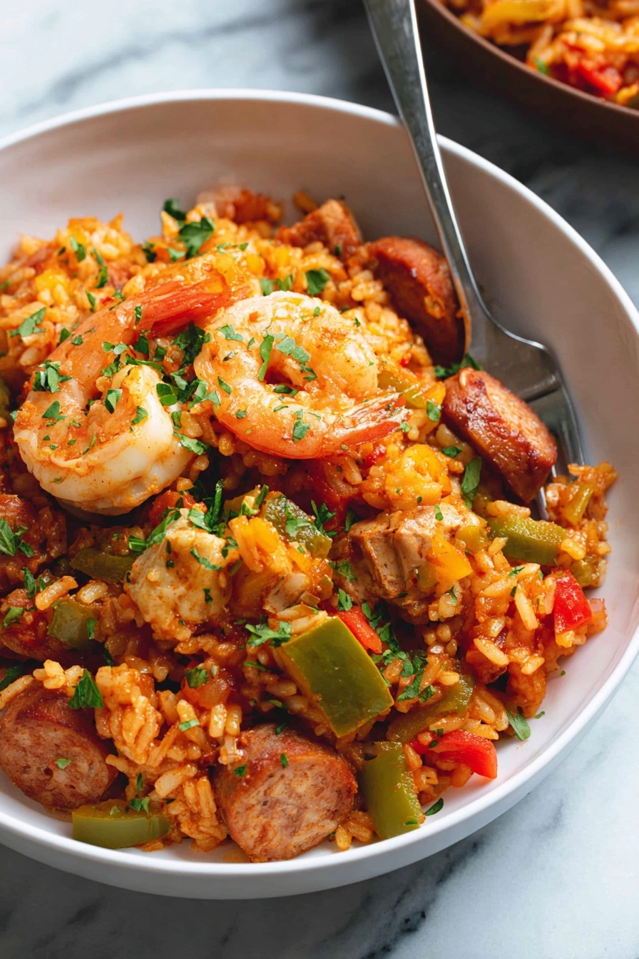 Inside a black slow cooker, there are nine layers of ingredients arranged in small groups. Starting from the top and moving clockwise, there are small green chopped celery pieces, light beige raw chicken chunks, round slices of light pink sausage with a brown skin, bright red tomato paste dollops, bright red diced bell peppers, green chopped bell peppers, bright red diced tomatoes, and two piles of green dried herbs. One more layer, a small pile of brownish-red seasoning powder, sits next to the chicken and herbs. The slow cooker is placed on a white marbled surface. Photo taken with an iphone --ar 2:3 --v 7